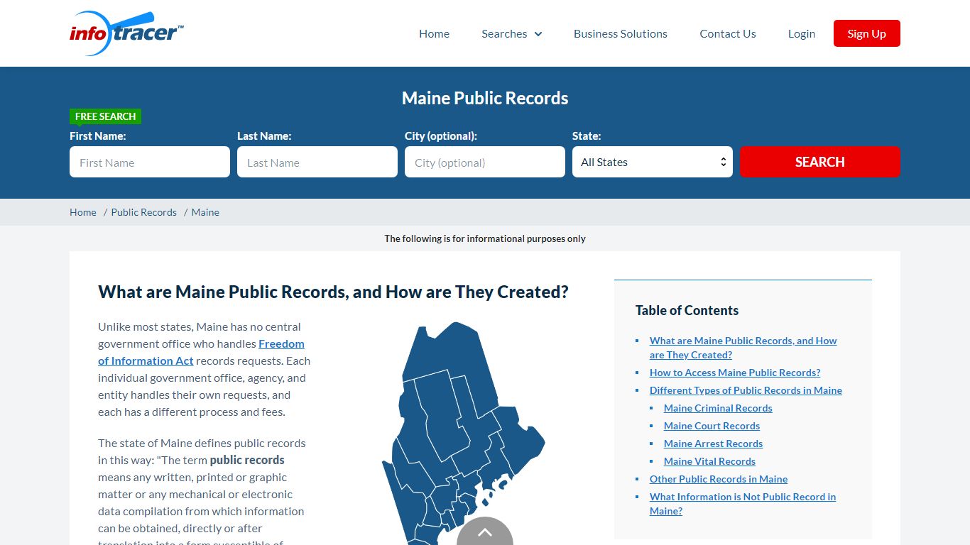 ME Public Records | Maine Criminal, Arrest Records - InfoTracer