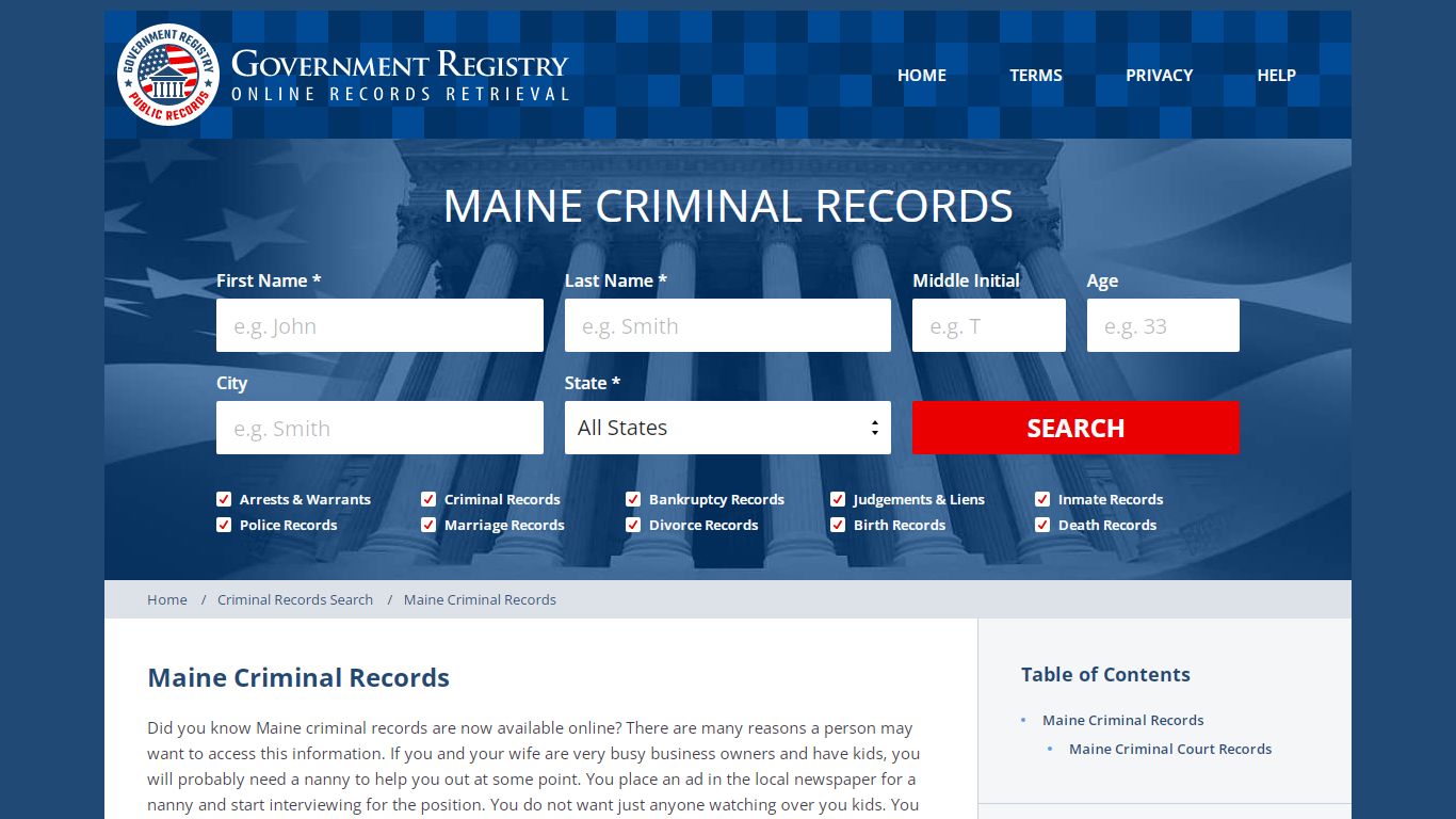 Maine Criminal Records | Free Maine Criminal Records ...